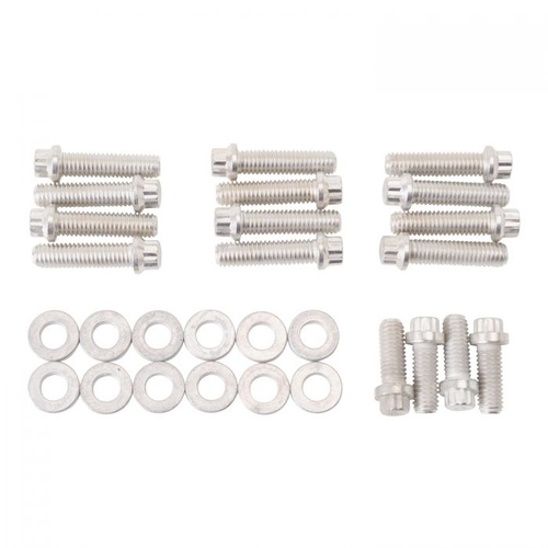 Edelbrock Intake Manifold Bolts, Steel, Cadmium, 12-Point Head, Washers, For Chevrolet, W-Series, 348, 409, Kit