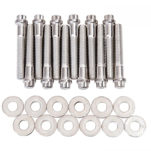 Edelbrock Intake Manifold Bolts, Steel, Cadmium, 12-Point Head, Washers, For Ford, For Mercury, 260, 289, 302, Kit