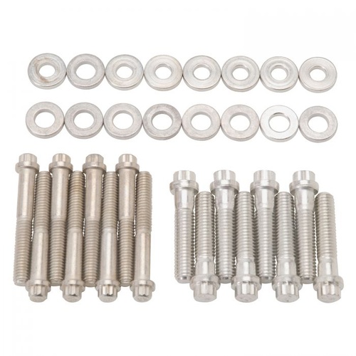 Edelbrock Intake Manifold Bolts, Steel, 12-Point Head, E-Boss 302 and 351, Clevor, For Ford, Kit