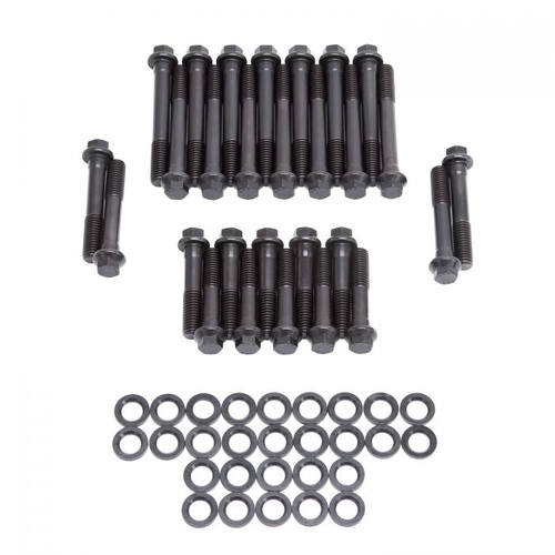 Edelbrock Cylinder Head Bolts, Chromoly, Black Oxide, Hex Head, Washers, AMC, 304-401, Kit