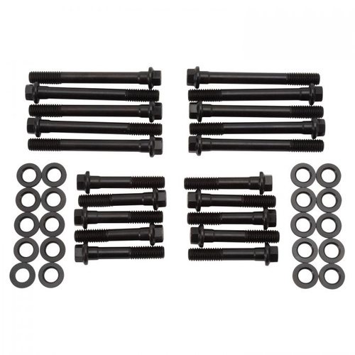 Edelbrock Cylinder Head Bolts, Chromoly, Black Oxide, Hex Head, Washers, 7/16 in. Thread Size, For Ford, 4.7L, 5.0L, Kit