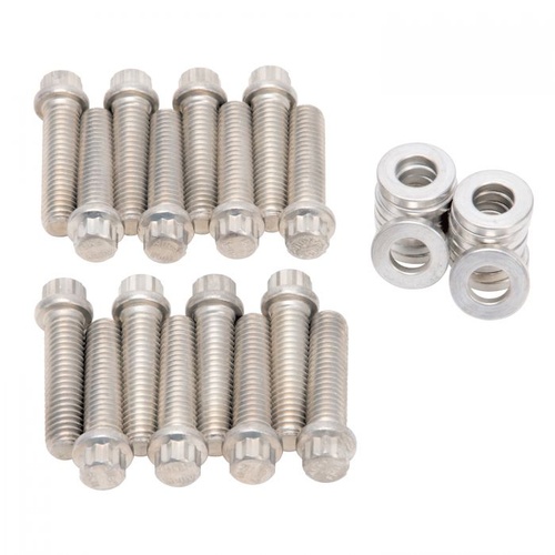 Edelbrock Intake Manifold Bolts, Steel, Cadmium, 12-Point Head, Washers, For Chevrolet, Big Block, Kit