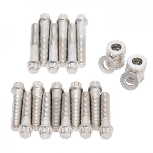 Edelbrock Intake Manifold Bolts, Steel, 12-Point Head, Washers, For Ford, For Lincoln, For Mercury, 429, 460, Kit