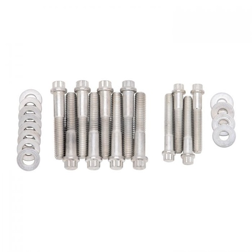 Edelbrock Intake Manifold Bolts, Steel, Cadmium, 12-Point Head, Washers, For Ford, For Mercury, 351M, 400M, Kit