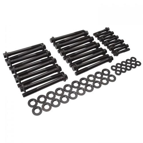Edelbrock Cylinder Head Bolts, Hex Head, Chromoly, Black Oxide, Flat Washers, For Chevrolet, Small Block LS, Kit