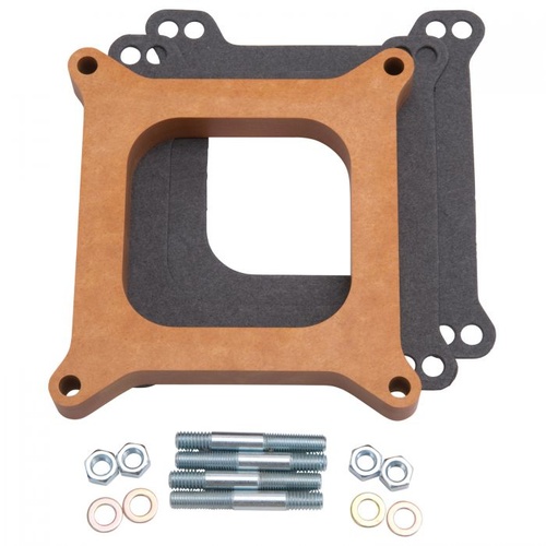 Edelbrock Carburetor Spacer, Wood, .750 in. Thick, Open, Square Bore, Each