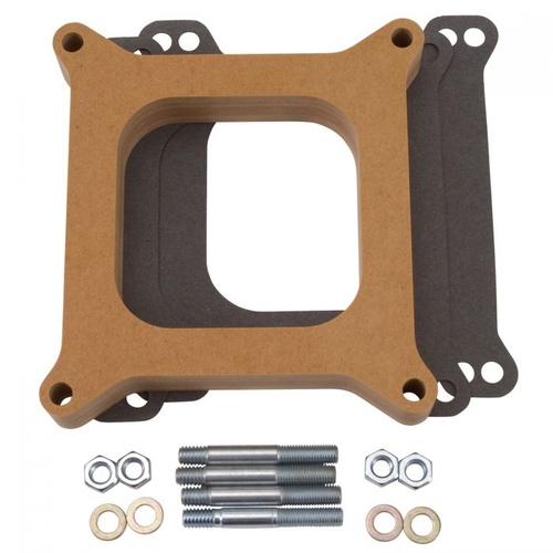 Edelbrock Carburetor Spacer, Wood, 1 in. Thick, Open, Square Bore, Each