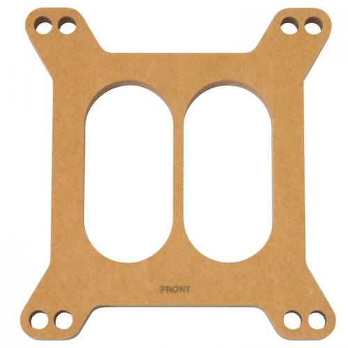 Edelbrock Carburetor Spacer, Wood Fiber Laminate, .500 in. Thick, Divided Plenum, Square Bore, Each