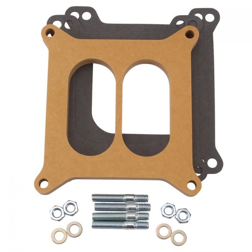 Edelbrock Carburetor Spacer, Wood, .500 in. Thick, Divided-Wall, Square Bore, Each