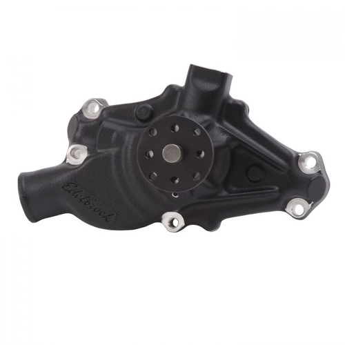 Edelbrock Water Pump, Mechanical, Short, High-Volume, Aluminium, Black Powdercoated, For Chevrolet, Small Block, Each