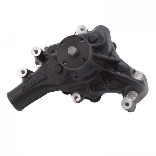 Edelbrock Water Pump, Mechanical, Long, High-Volume, Aluminium, Black Powdercoated, For Chevrolet, Small Block, Each