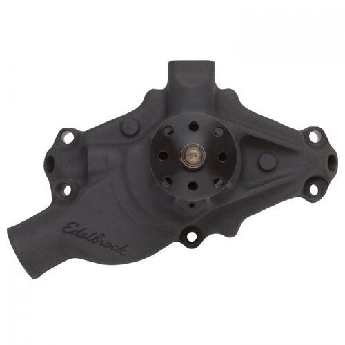 Edelbrock Water Pump, Circle Track, Mechanical, Short, High-Volume, Aluminium, Black Anodized, For Chevrolet, Small Block, Each