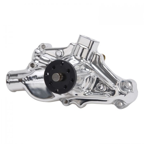 Edelbrock Water Pump, Mechanical, Short, High-Volume, Aluminium, EnduraShine, Reverse, For Chevrolet, Serpentine Belt, Each