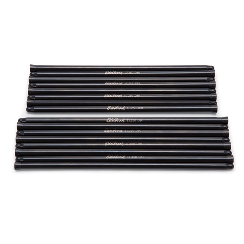 Edelbrock Pushrods, 3/8 in. Tube, 5/16 in. Ball/Cup Tips, 8.250 in. Length, Heat-Treated, Chromoly, 0.080 in. Wall Thickness, Set of 16