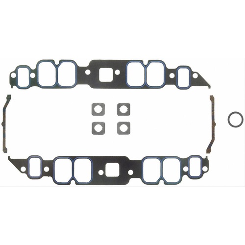 FELPRO Gaskets, Intake, Composite/Printoseal, Rectangle, 2.52 in. x 1.80 in. Port, .060 in. Thick, For Chevrolet, 396-454, Set