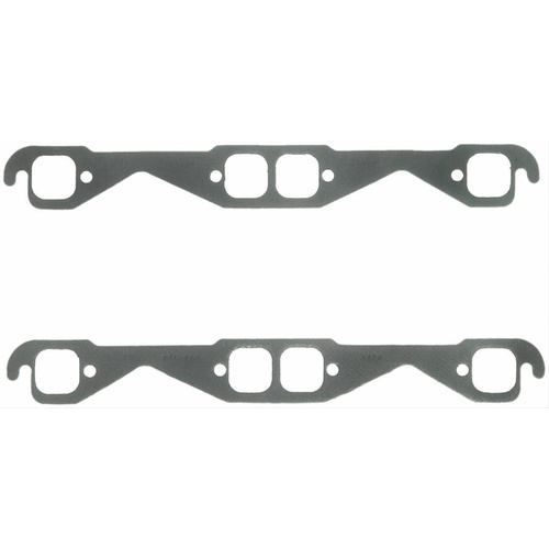 FELPRO Exhaust Gaskets, Header, Steel Core Laminate, Square Port, For Chevrolet, Small Block, Set