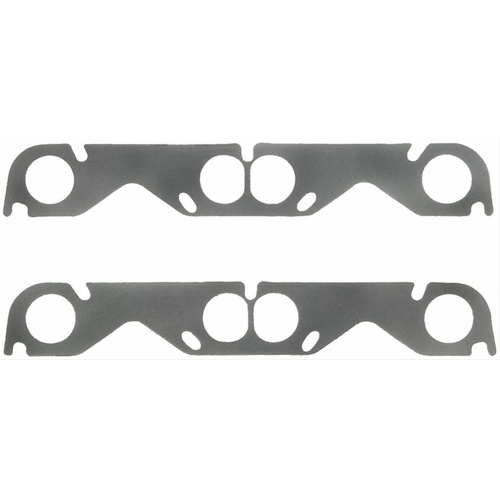 FELPRO Exhaust Gaskets, Header, Steel Core Laminate, Round Port, For Chevrolet, Small Block, Hooker/Stahl Adapter, Set