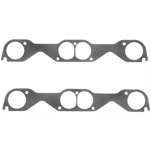 FELPRO Exhaust Gaskets, Header, Steel Core Laminate, Round Port, For Chevrolet, Small Block, Set