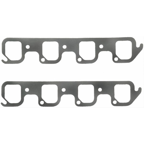 FELPRO Exhaust Gaskets, Header, Steel Core Laminate, Rectangular Port, For Ford, Boss/Cleveland, 4 V Heads, Set