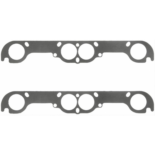 FELPRO Exhaust Gaskets, Header, Steel Core Laminate, Round Port, For Chevrolet, Small Block, 18 Degree Adapter Plate, Set