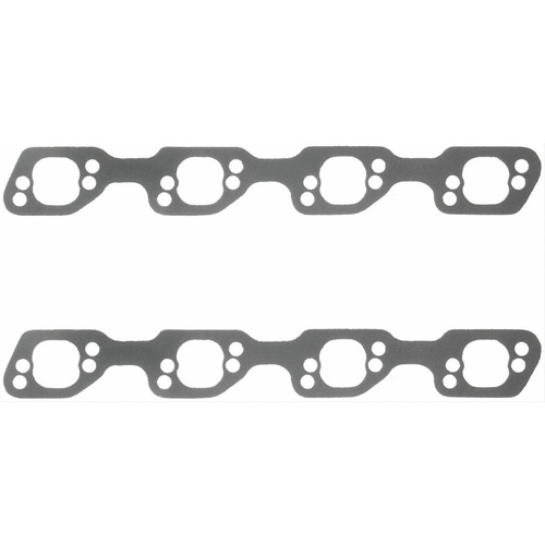FELPRO Exhaust Gaskets, Header, Steel Core Laminate, Dual Bolt Pattern Splayed Port, For Ford, Small Block, Set