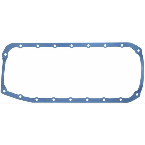 FELPRO Oil Pan Gasket, 1 Piece, Rubber/Steel Core, For Chevrolet, Small Block, Straight Side Rails, Thick front Seal, Each