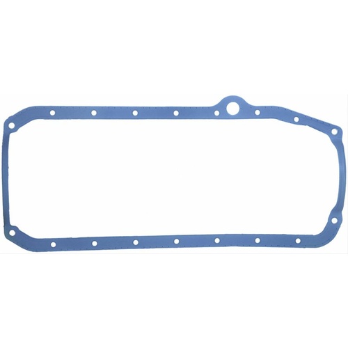 FELPRO Oil Pan Gasket, 1-Piece, Rubber/Steel Core, For Chevrolet, Small Block, L/H Dipstick, Thin Front Seal, Each