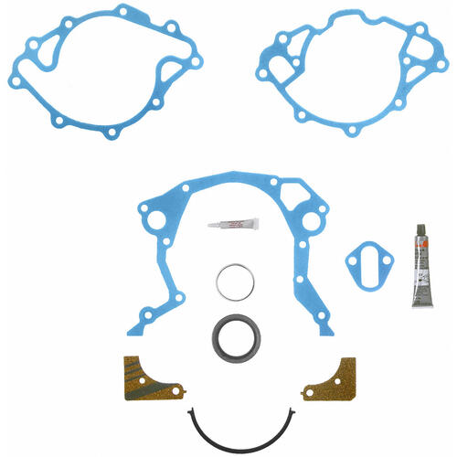 FELPRO Gaskets, Timing Cover Set, Rear Entry Seal, Cork/Rubber, With Sleeve, For Ford, Windsor, Small Block Kit, Early.