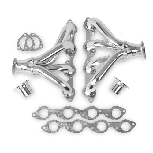 Flowtech Headers, 2.50 inch Collector Dia., Block Hugger, 1-3/4 inch Tube Dia., Big Block For Chevrolet, Stainless Steel, Set