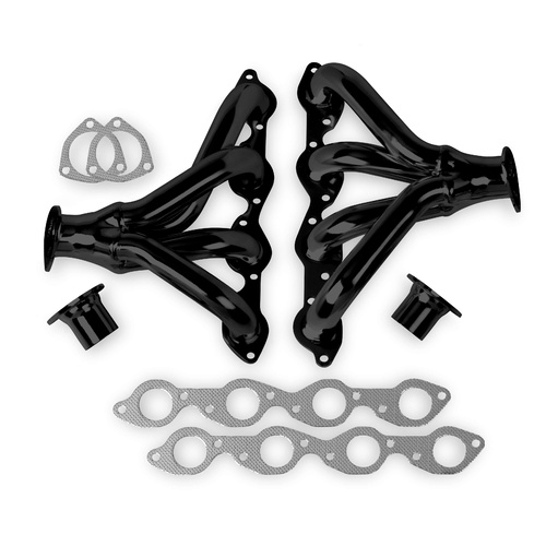 Flowtech Headers, 2.50 inch Collector Dia., Block Hugger, 1-3/4 inch Tube Dia., Big Block For Chevrolet, Black Paint, Set