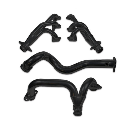 Flowtech Headers, 2.25 inch Collector Dia., Mid Length, 1-1/2 inch Tube Dia., For Buick V6, Black Painted, Set