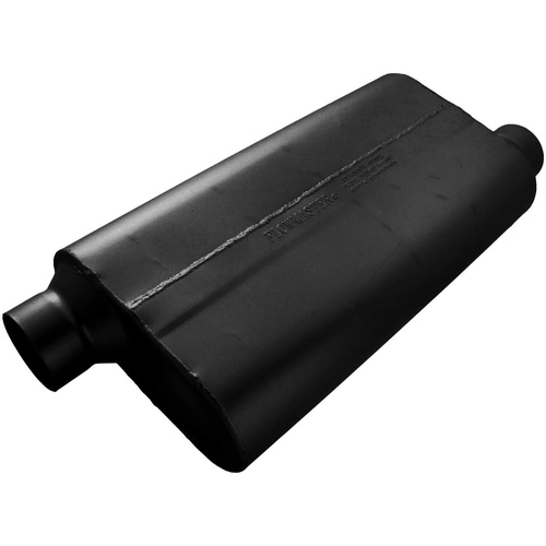 Flowmaster Muffler, 50 Series Big Block, 3.5/3.5 in. Dia., 28 in. Length, Offset/Offset, Universal, Aluminized Steel, Black, Paint, Each