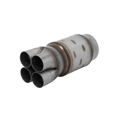 Flowmaster Collector Muffler, Stainless Steel, Natural, 4 Into 1, 2.500 in. Inlets/5.000 in. Outlet, 10 in. Long, Each