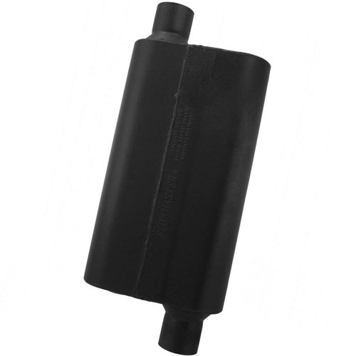 Flowmaster Muffler, 40 Series Delta Flow, 2.5/2.5 in. Dia., 19 in. Length, Offset/Offset, Universal, 409 Stainless Steel, Black, Paint, Each