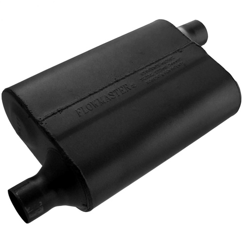 Flowmaster Muffler, 40 Series Delta Flow, 2/2 in. Dia., 19 in. Length, Offset/Offset, Universal, Aluminized Steel, Black, Paint, Each