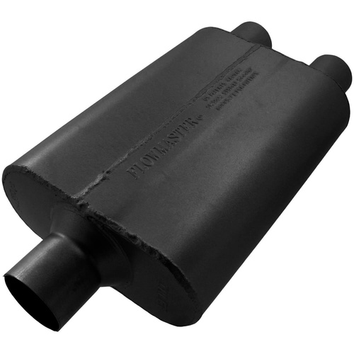 Flowmaster Muffler, 40 Series Delta Flow, 2.5/2.25 in. Dia., 19 in. Length, Center/Dual, Universal, Aluminized Steel, Black, Paint, Each