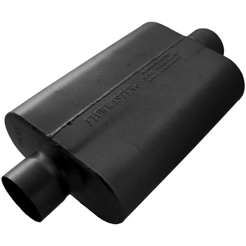 Flowmaster Muffler, 40 Series Delta Flow, 3/3 in. Dia., 19 in. Length, Center/Center, Universal, Aluminized Steel, Black, Paint, Each