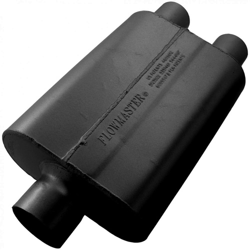 Flowmaster Muffler, 40 Series Delta Flow, 3/2.5 in. Dia., 19 in. Length, Center/Dual, Universal, Aluminized Steel, Black, Paint, Each