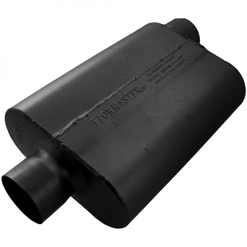 Flowmaster Muffler, 40 Series Delta Flow, 3/3 in. Dia., 19 in. Length, Center/Offset, Universal, Aluminized Steel, Black, Paint, Each