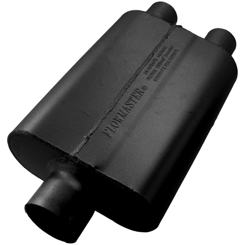 Flowmaster Muffler, 40 Series Delta Flow, 3/2.25 in. Dia., 19 in. Length, Center/Dual, Universal, Aluminized Steel, Black, Paint, Each