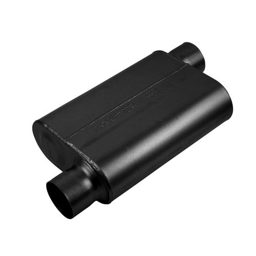 Flowmaster Muffler, 40 Series Delta Flow, 3/3 in. Dia., 19 in. Length, Offset/Offset, Universal, Aluminized Steel, Black, Paint, Each