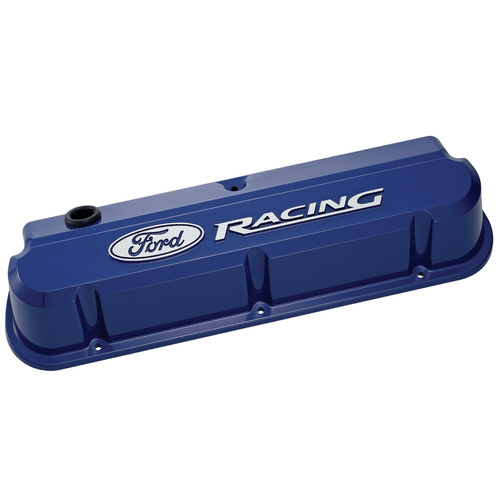 Ford Performance Parts Valve Covers, Cast Aluminium, Blue, For Ford Racing Logo, For Ford, 289, 302, 351W, Pair