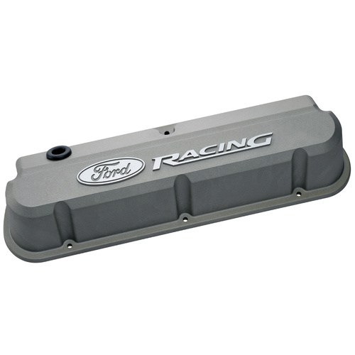 Ford Performance Parts Valve Covers, Cast Aluminium, Gray, For Ford Racing Logo, For Ford, 289, 302, 351W, Pair