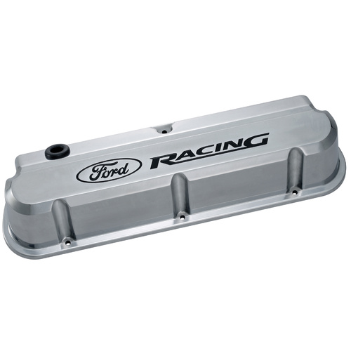 Ford Performance Parts Valve Covers, Cast Aluminium, Polished, For Ford Racing Logo, For Ford, 289, 302, 351W, Pair