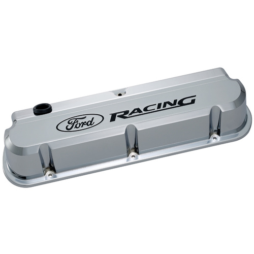 Ford Performance Parts Valve Covers, Cast Aluminium, Chrome, For Ford Racing Logo, For Ford, 289, 302, 351W, Pair