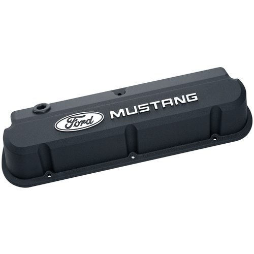 Ford Motorsport Valve Covers, Cast Aluminium, Black Crinkle, For Ford Mustang Logo, For Ford, 289, 302, 351W, Pair