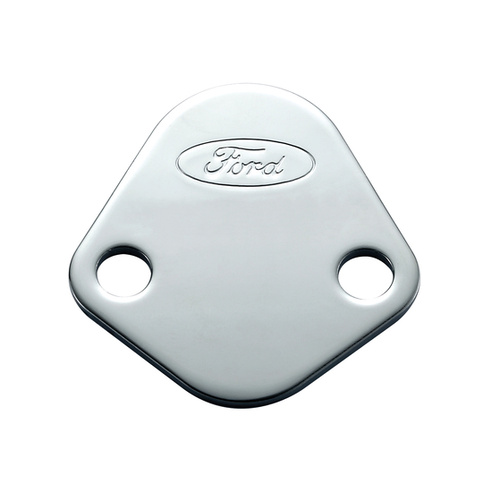 Ford Performance Parts Fuel Pump Block-off Plate, Steel, Chrome, For Ford Racing Logo, For Ford, 289, 302, 351W, 390-428 FE, Each