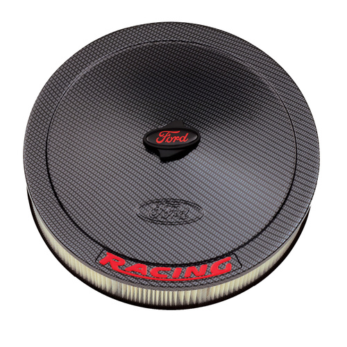 Ford Performance Parts Air Filter Assembly, 13 in. Diameter, Round, Steel, Carbon Fiber Look, Black, 2.625 in. Filter Height, Each
