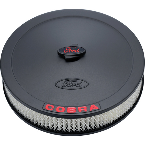Ford Performance Parts Air Filter Assembly, 13 in. Diameter, Round, Steel, Black, 2.625 in. Filter Height, For Ford Cobra Logo, Each
