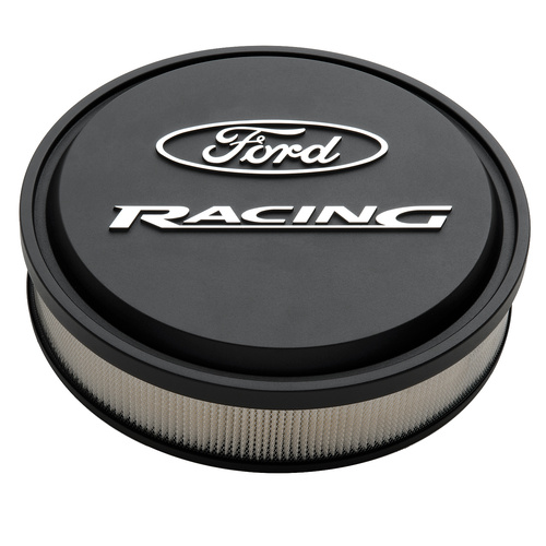 Ford Performance Parts Air Cleaners, For Ford Racing Licensed Slant-Edge, Round, Dropped Base, Black Crinkle, For Ford Racing Logo Top, 13 in. Diamete